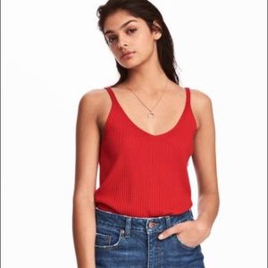 Red Ribbed Tank